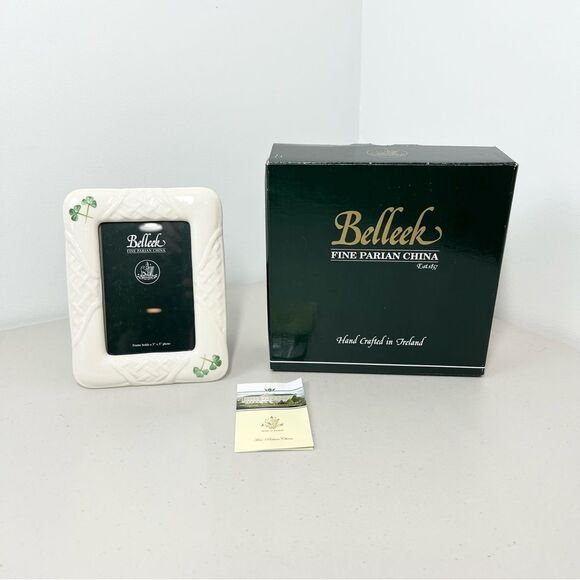 NIB Belleek Shamrock Trellis 3”x5” Parian China Made In Ireland Picture Frame - Picture 1 of 11